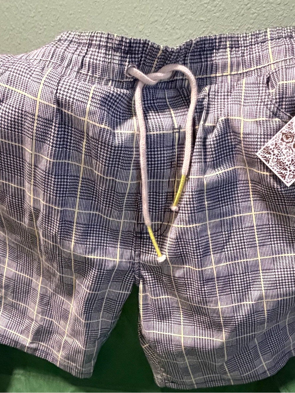 fresh Gray Plaid Shorts with Yellow Windowpane